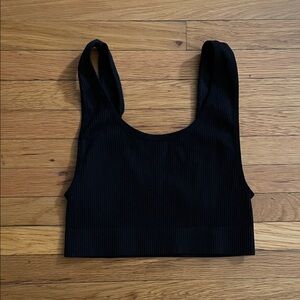 Black Ribbed Crop Top